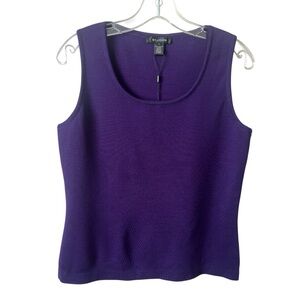 SOLD St. John Royal Amethyst Sleeveless Wool Blend Knit Tank Small Reg. $295